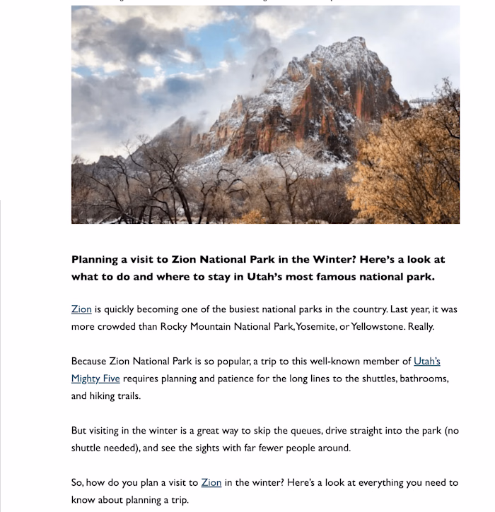 Travel Blog Content