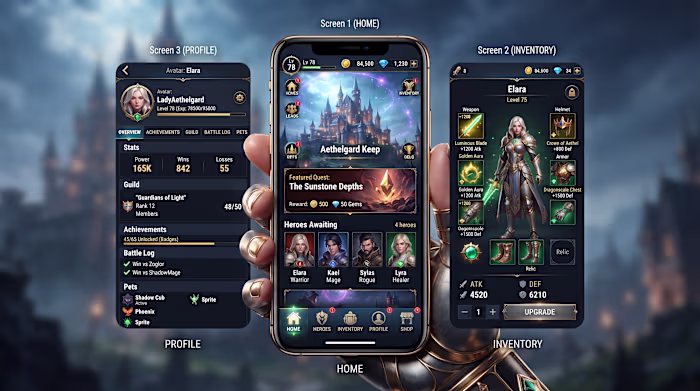 Fantasy RPG Mobile App UI Design