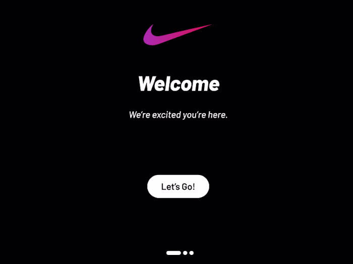 Nike Application Onboarding UI