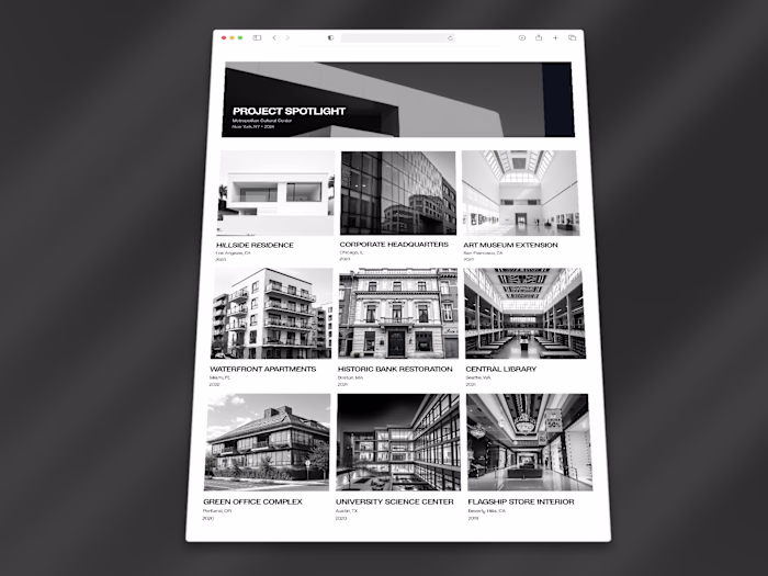 This is a project showcase designed to highlight architectur...