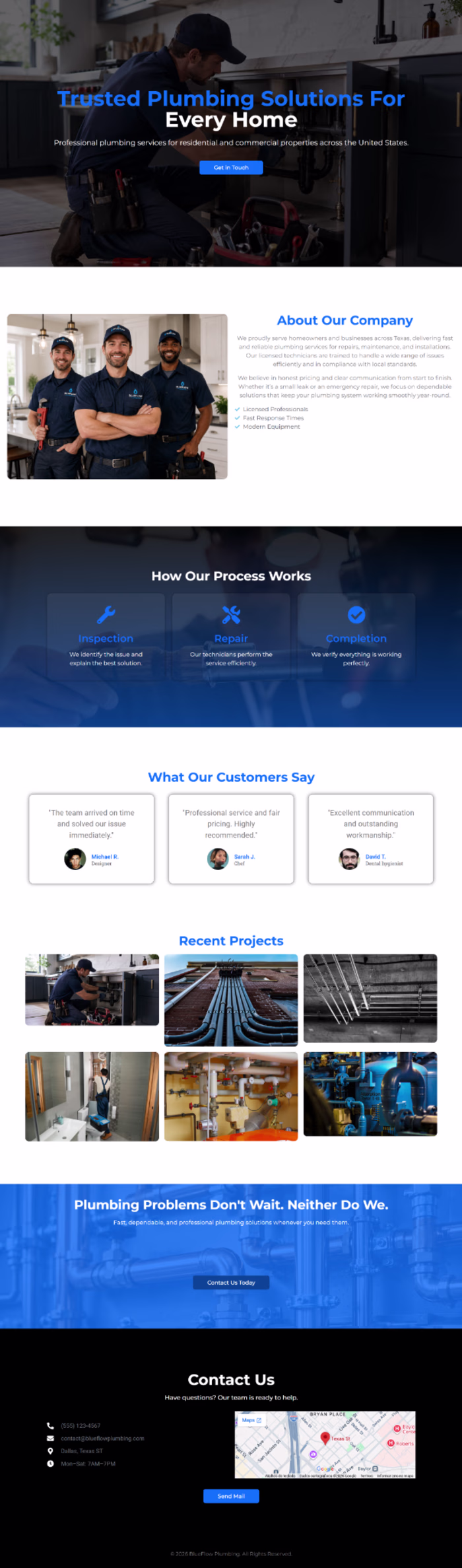 Plumbing Service Website Concept -