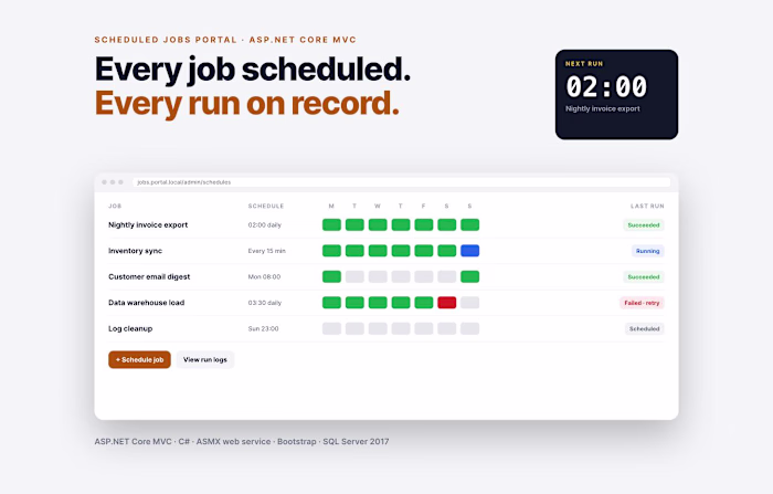 Scheduled Jobs Portal in ASP.NET Core MVC
