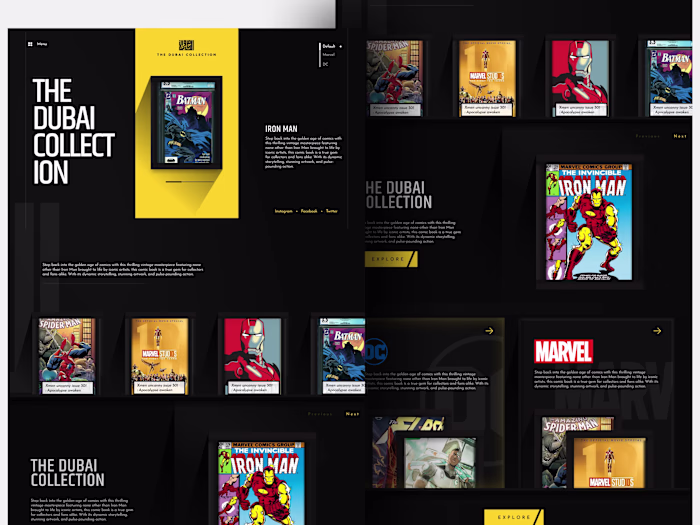 Comic book collection website, inspired by art gallery layou...