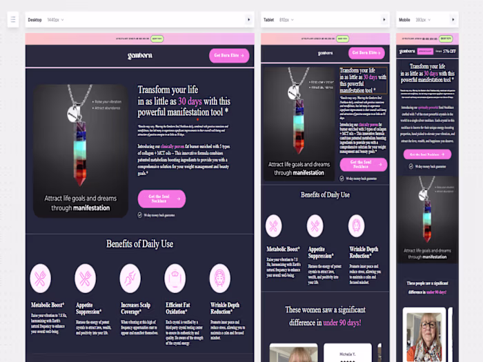 Landing Page Design for Gemborn's Soul Necklace