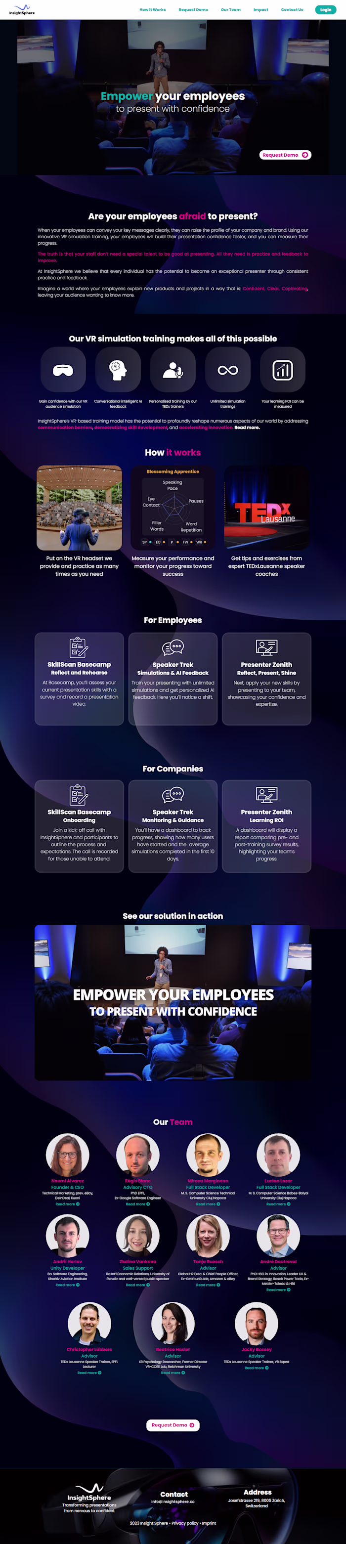 VR Tech Company Website Design for InsightSphere