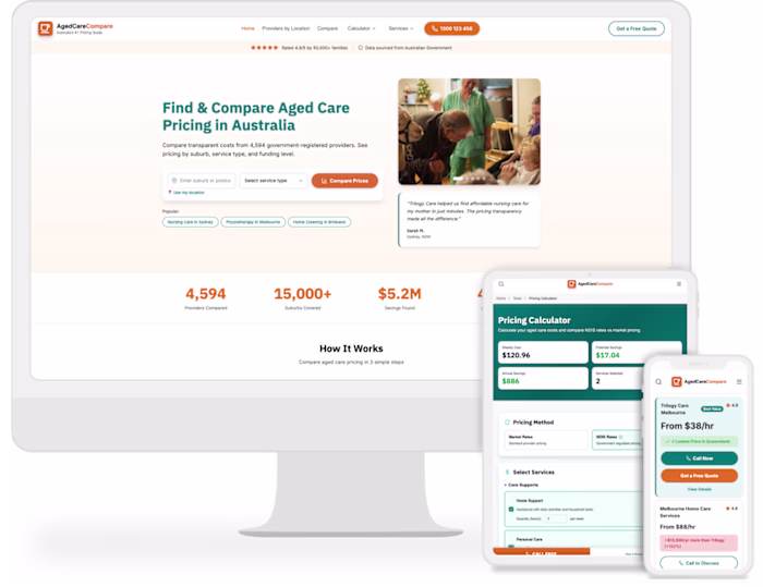 Aged care price comparison web app