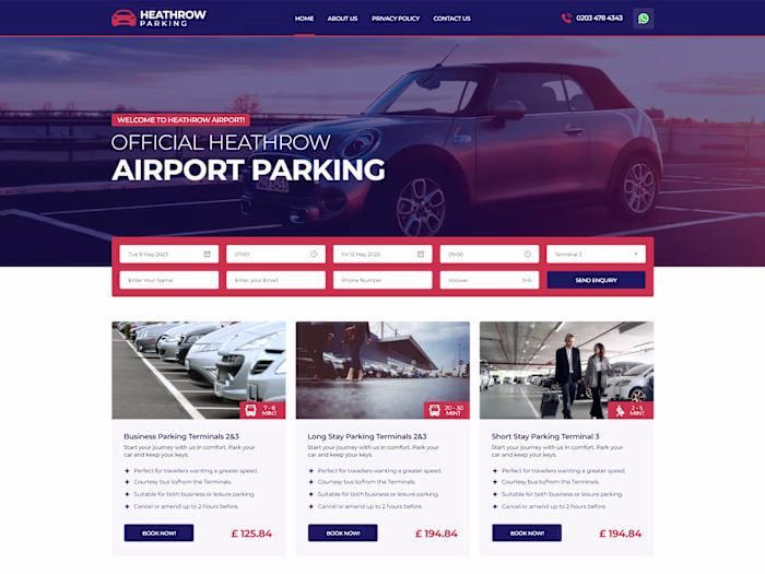 Heathrow Airport Parking — Booking Website UI/UX