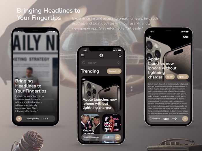 Mobile application design for News App