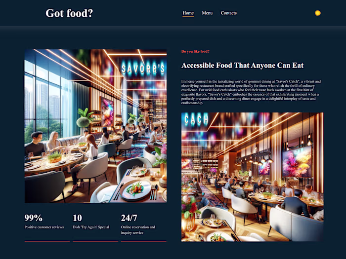 Simple restaurant homepage mock up