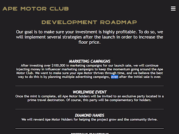 APE MOTOR CLUB WEB DESIGN
