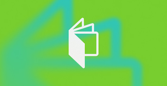 An open book with the letter P