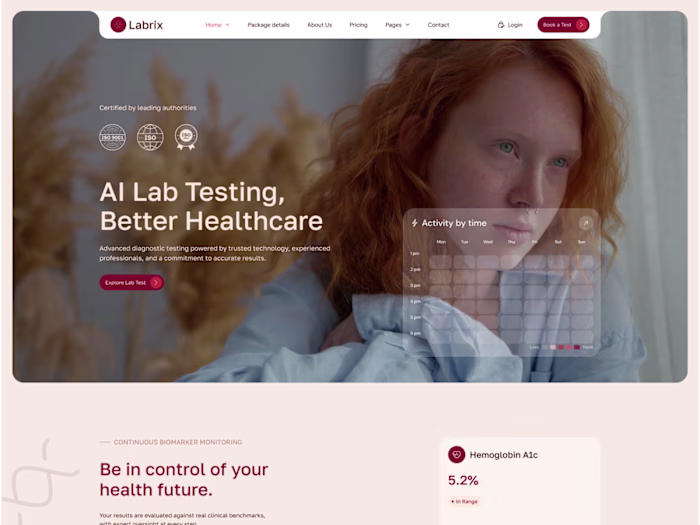 Labrix – AI Lab Test & Diagnostic Booking Framer Template