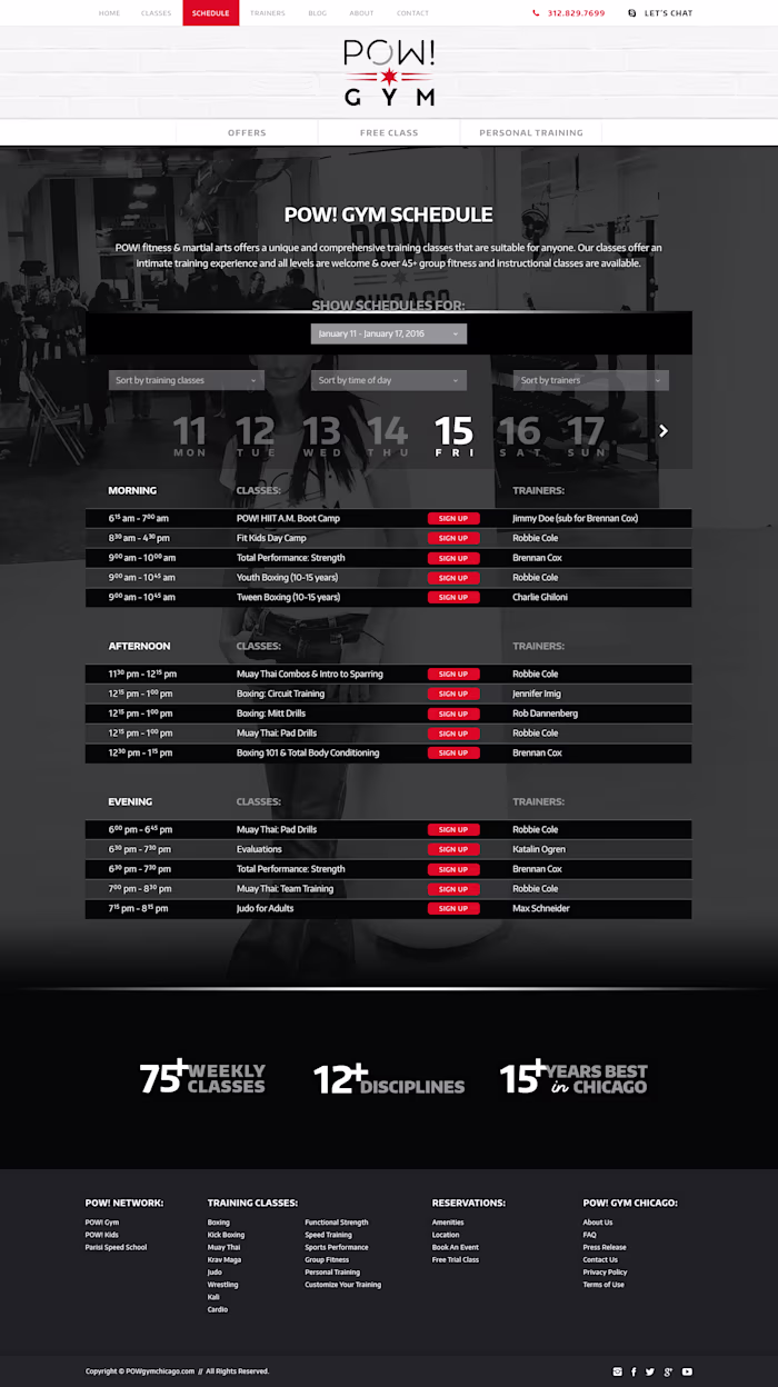 Website for POW Gym Chicago