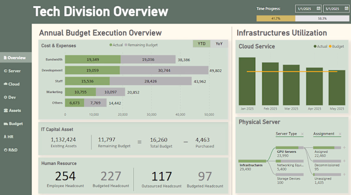 Budget Execution Analysis PowerBI Visualization 