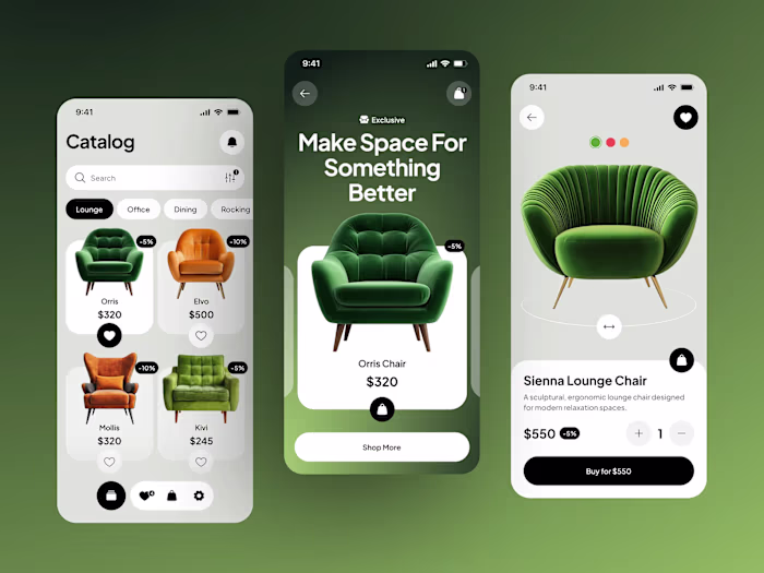 Modern furniture e-commerce mobile app