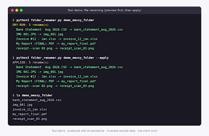 Sample work: File-renaming demo