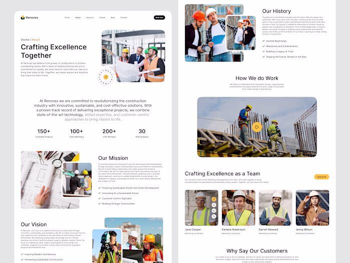 Construction Company Website – About Us Page Design The Cons...