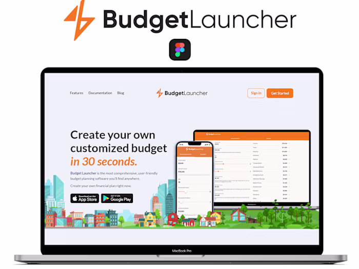 Promote budget-building app with a clean, modern website.
