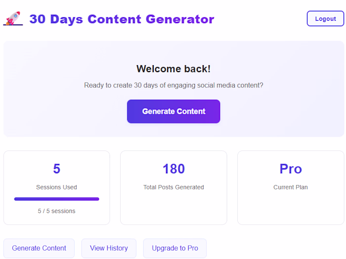 30 Days of Social Media Content generator