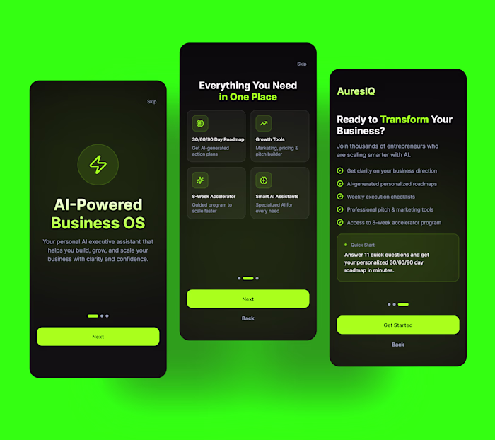 A sleek onboarding experience designed