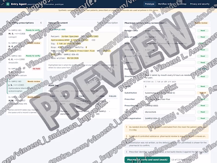 Prescription data entry automation agent: working prototype