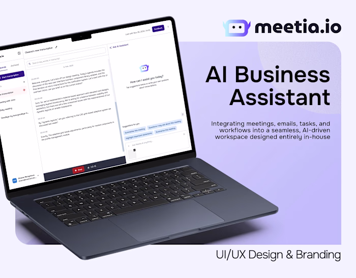 UI/UX Design & branding for AI business assistant