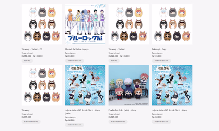 Anime Merchandise Website based on Woocommerce Wordpress