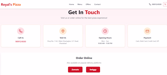 Crafted a high-converting pizza website