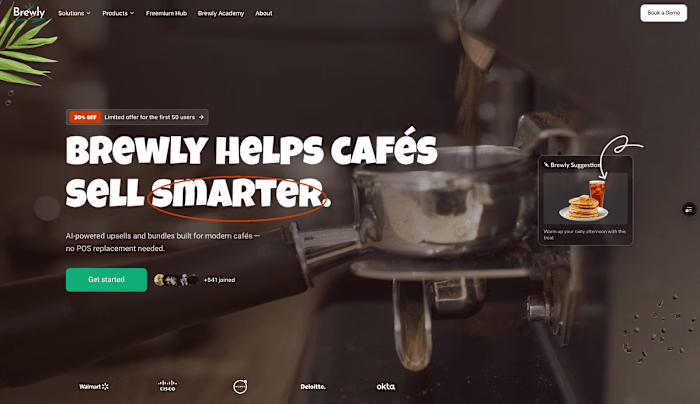 Brewly Analytics Dashboard Design for AI Cafe Upsell Platform