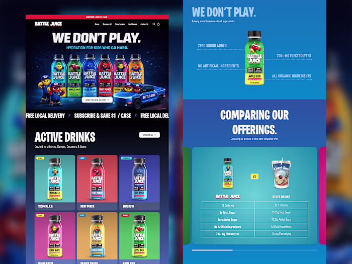 Battle Juice Homepage & E-commerce UI/UX Design