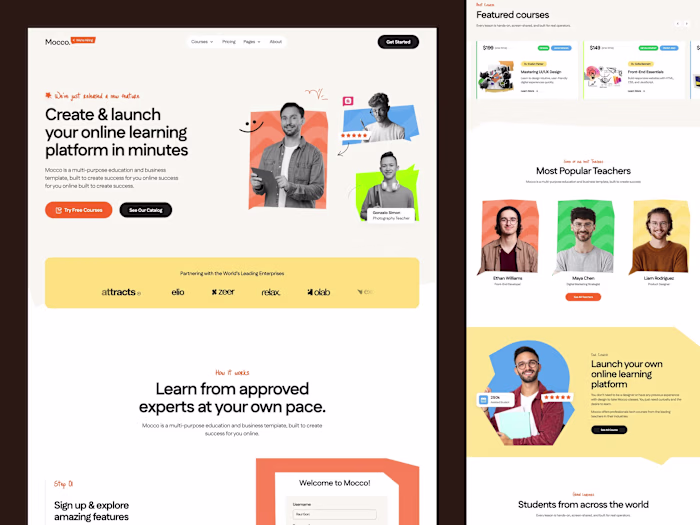 Mocco: Webflow Website Template for Online Courses