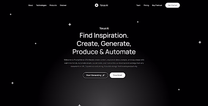 Torus AI Landing Page Design