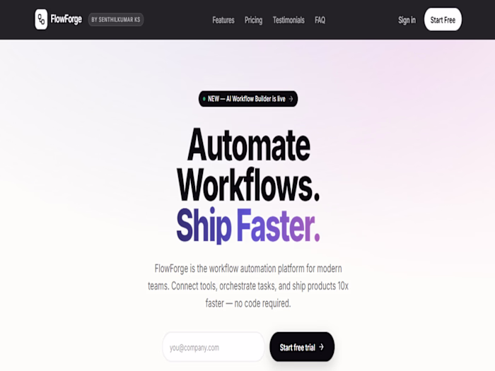 FlowForge - Automate Workflows. Ship Faster | B2B SaaS Landing