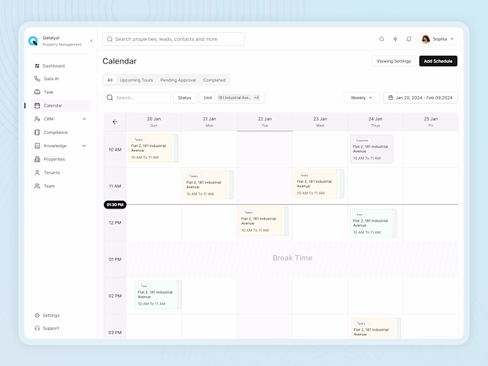 Qatalyst - Calender Screen