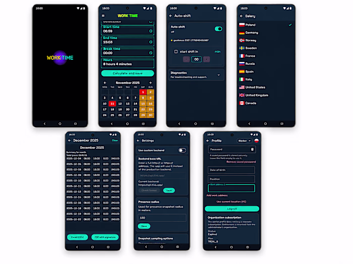 WorkTime Calculator - Android Workforce Management App
