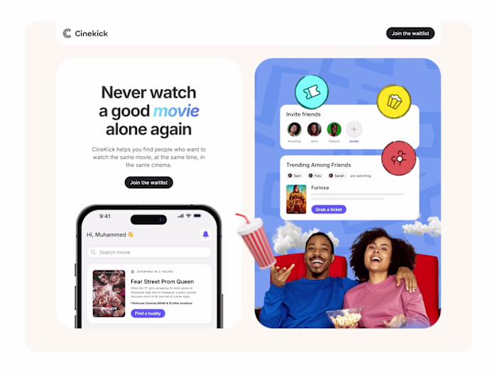 Framer Landing Page Design for Cinekick