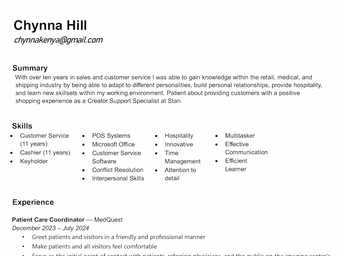 Resumé (Personal)