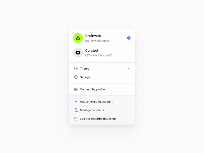 Account menu
