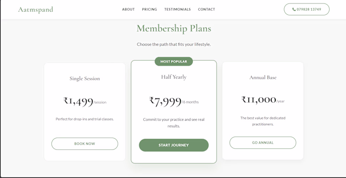 The Aatmspand Yoga website was