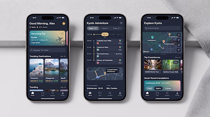 Travel App UI/UX Design, Itinerary Planner & Destination Exp...