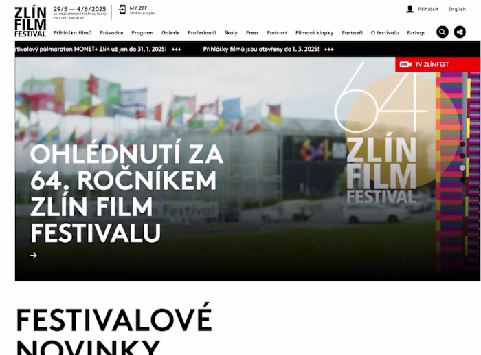 Web design for the Zlín Film Festival