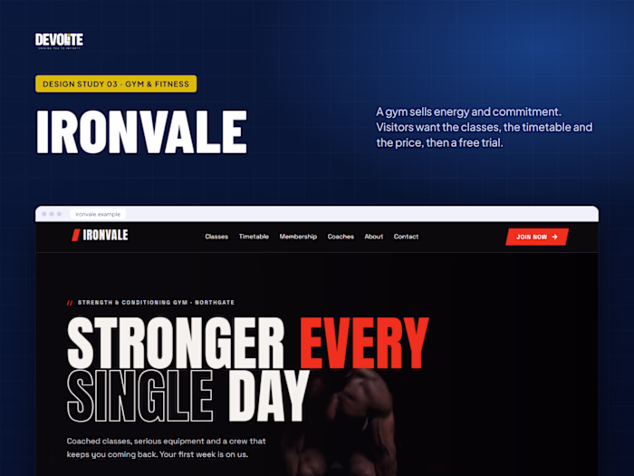 Ironvale: website design for gyms and fitness studios
