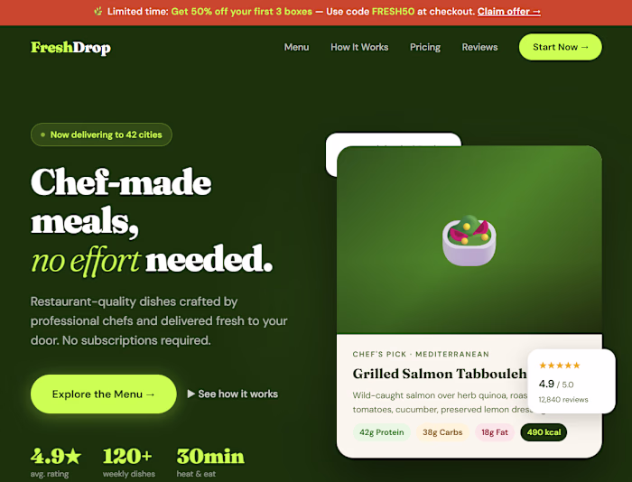 FreshDrop | Website of Restaurant