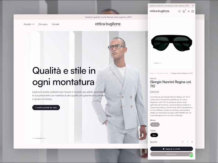 Ottica Buglione - Webflow & Shopify connected with Smootify.io