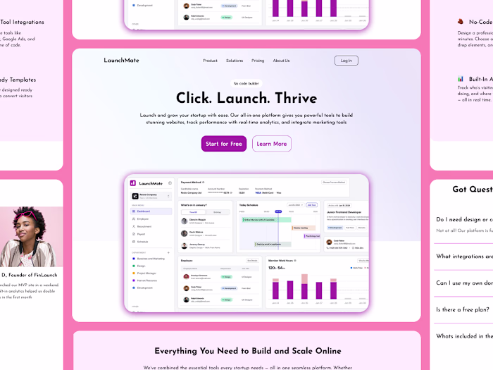 Saas platform No code website builder website