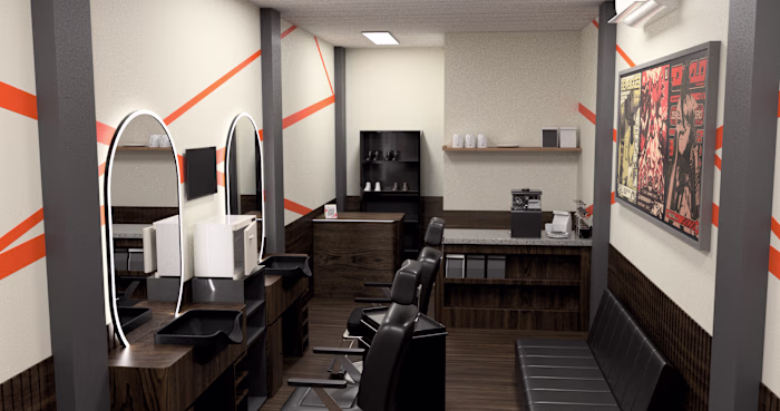 Barbershop Interior 3D Visualization Project