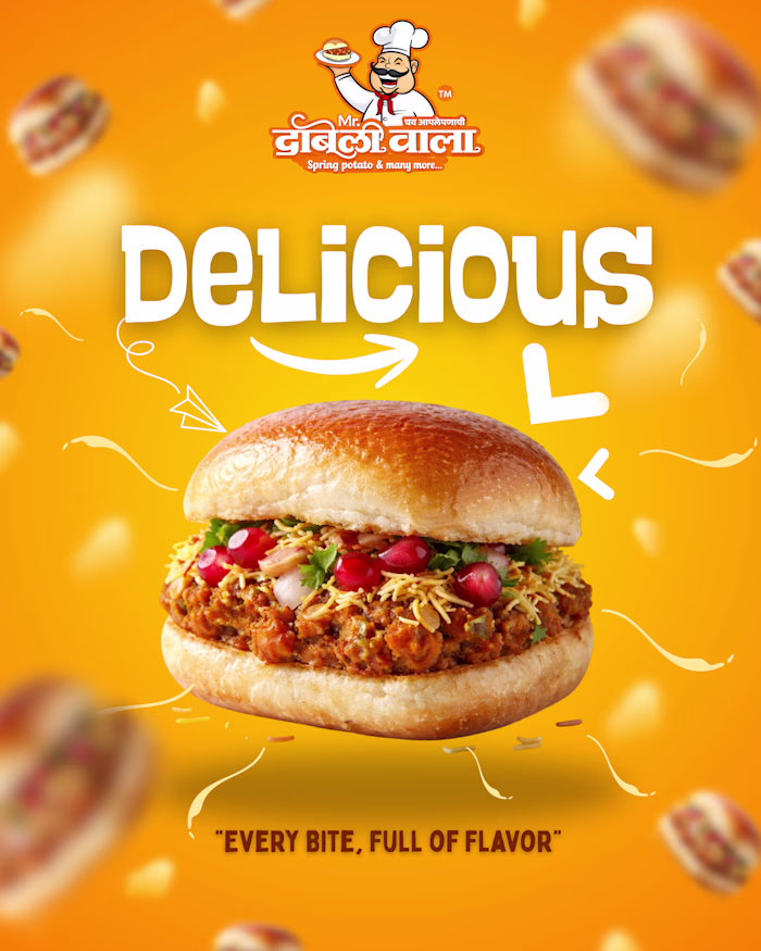 Food poster design focused on bold colors, appetizing visual...
