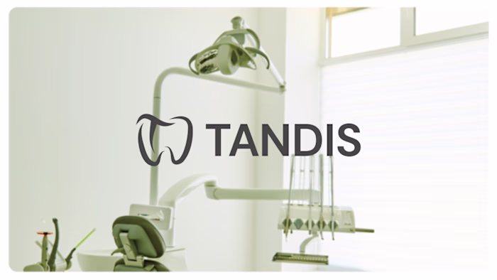 A clean and welcoming logo for a dentist's office, combining...
