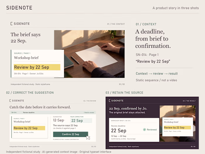 SIDENOTE — Product Launch Storyboard