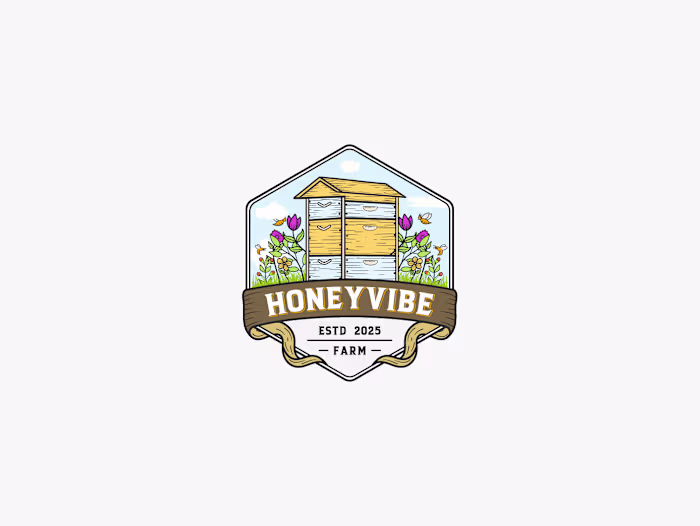 Hand-Drawn Vintage Logo for Honey Farm
